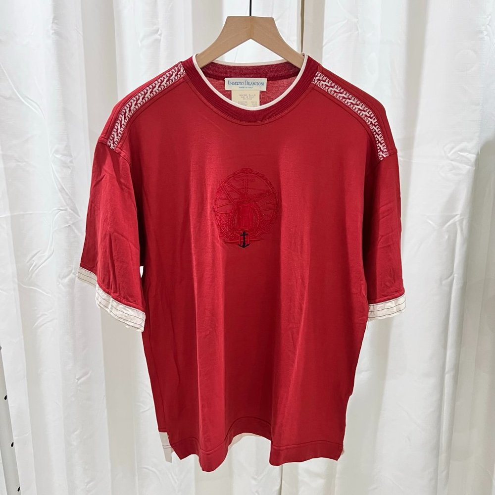 Umberto Bilancioni Vintage REX Anchor Crown Logo Silk Tshirt